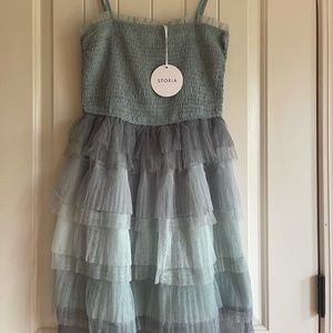 Storia tiered tule dress (blue/teal)
